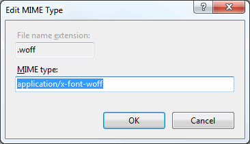 Add MIME Type for .woff file name extension