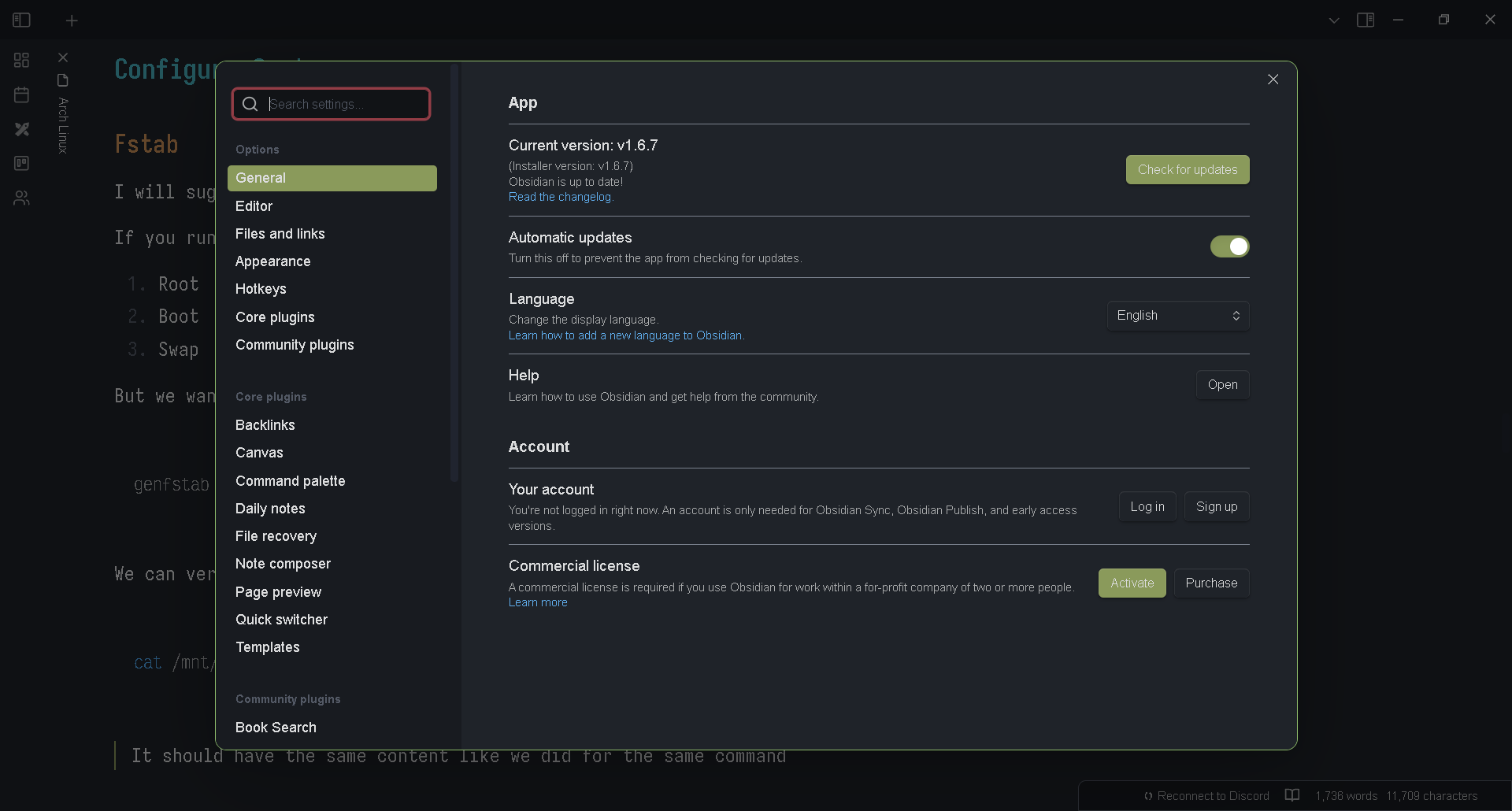 dark theme settings