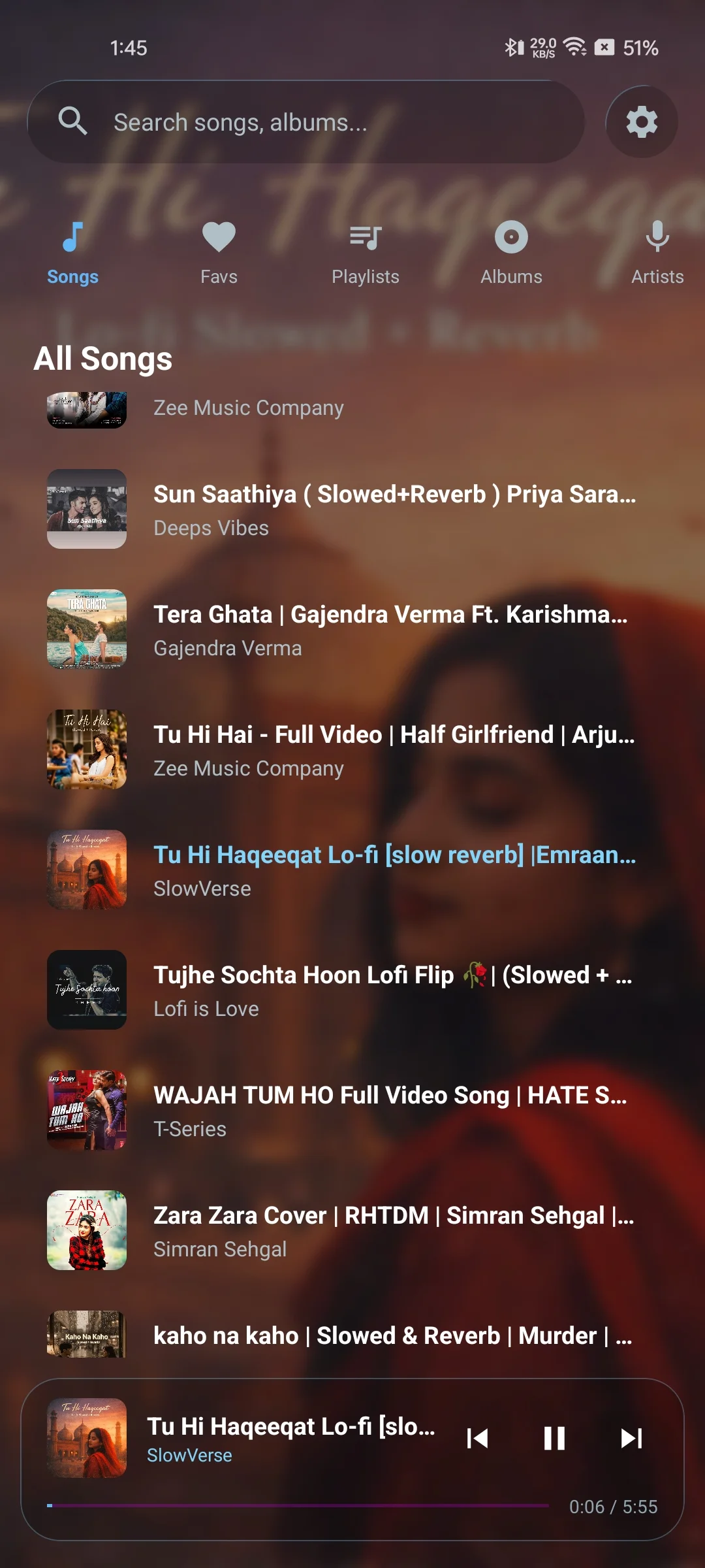 Songs Tab