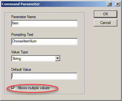 Command Parameter - Allows multiple values check on