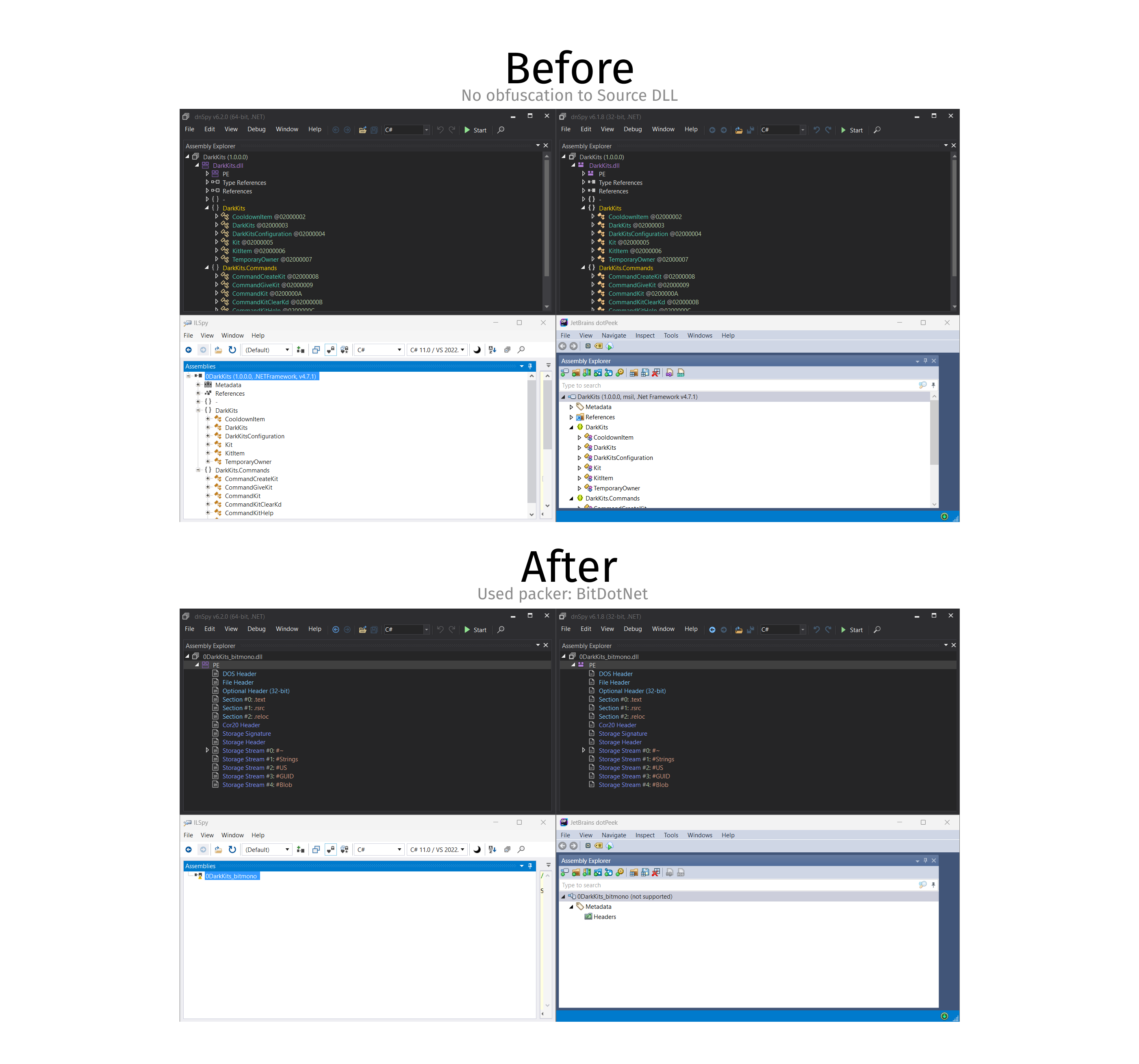 Before and after obfuscation preview by BitMono