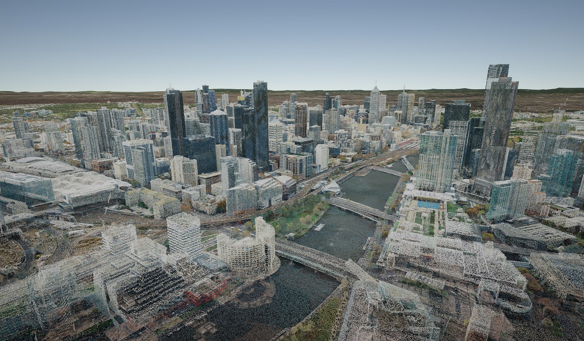 Point Cloud of Melbourne, Australia visualized using Cesium for Unity.