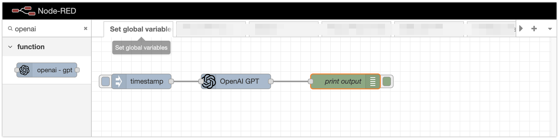 OpenAI Node-RED node - Flow example