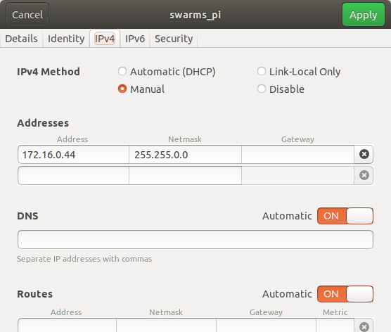 Image of IPv4-settings on Ubuntu