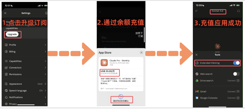 App 内订阅 Claude Pro