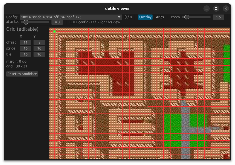 grid overlay on the source image