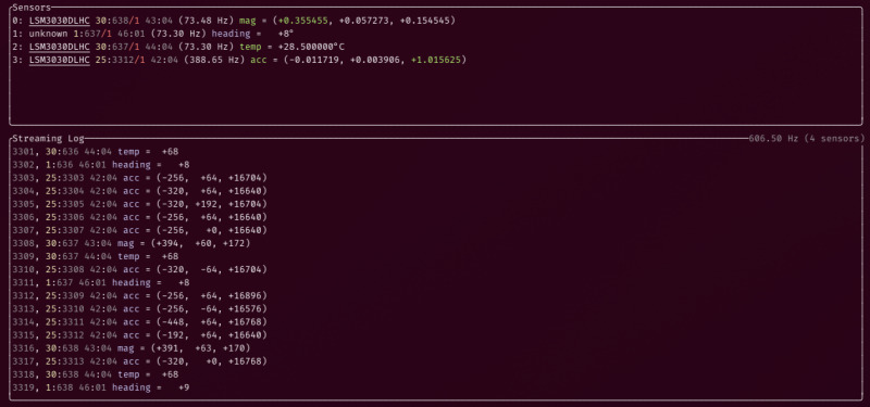 An example output from serial-sensors TUI