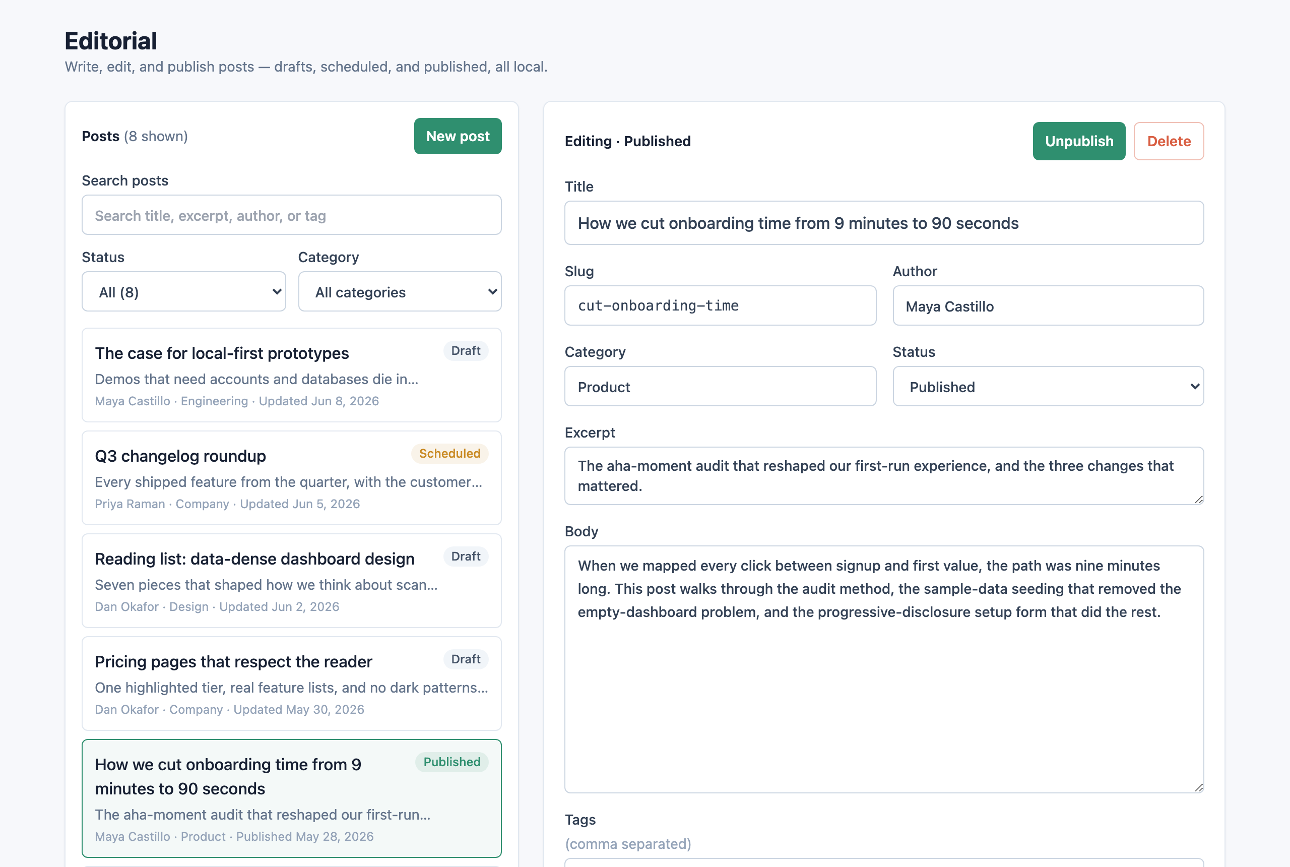 Generated blog CMS