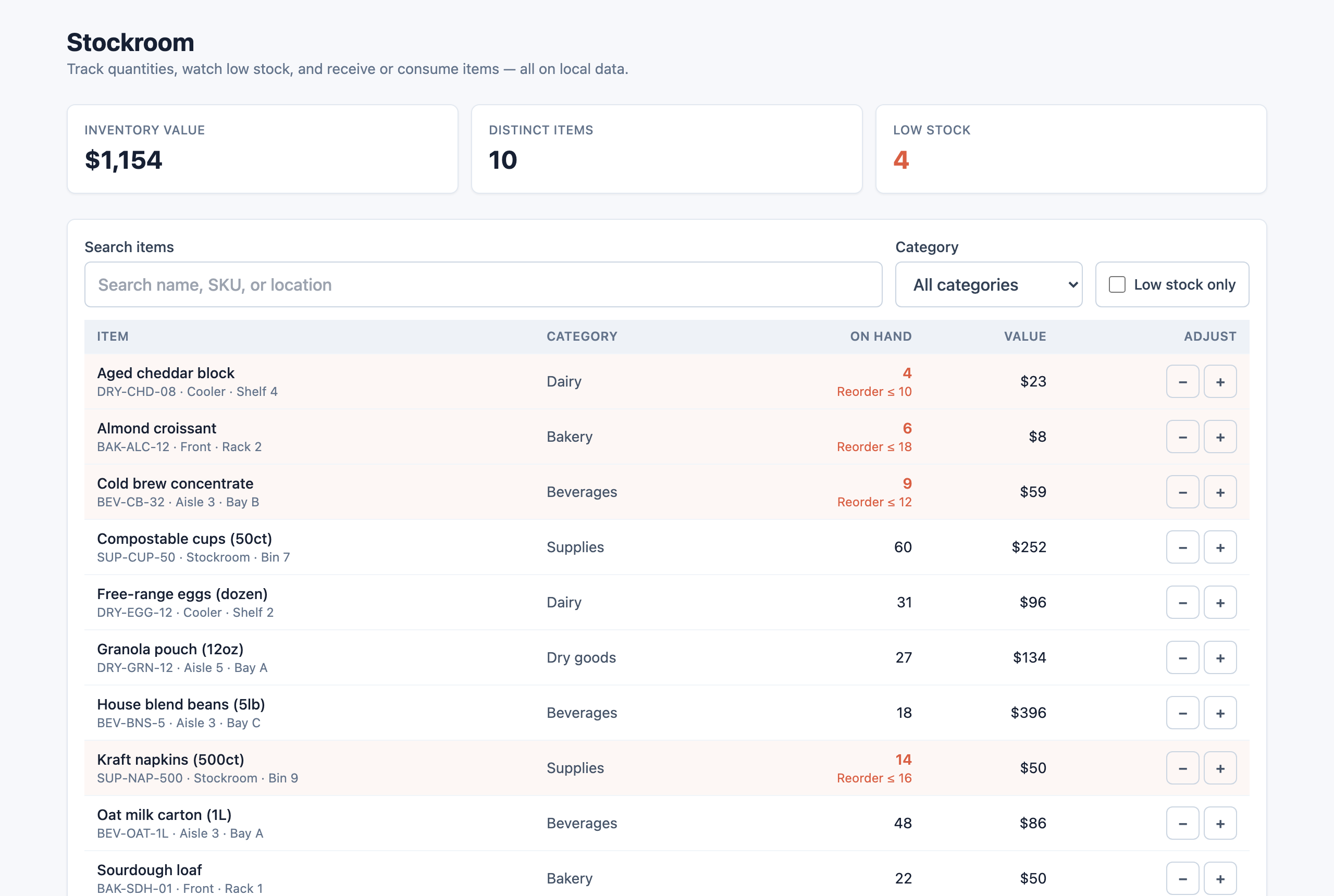 Generated inventory manager