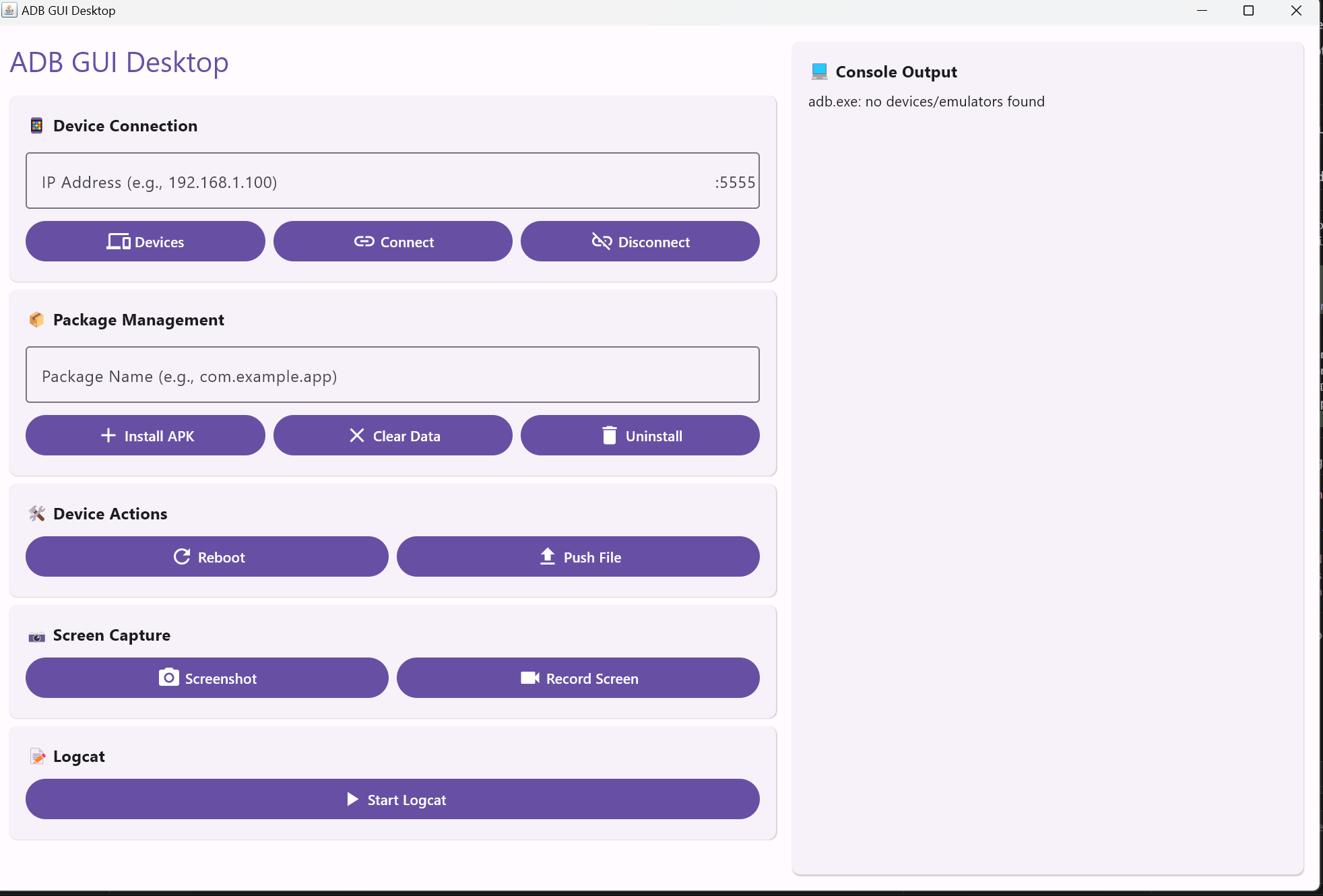 ADB GUI Desktop Main Window