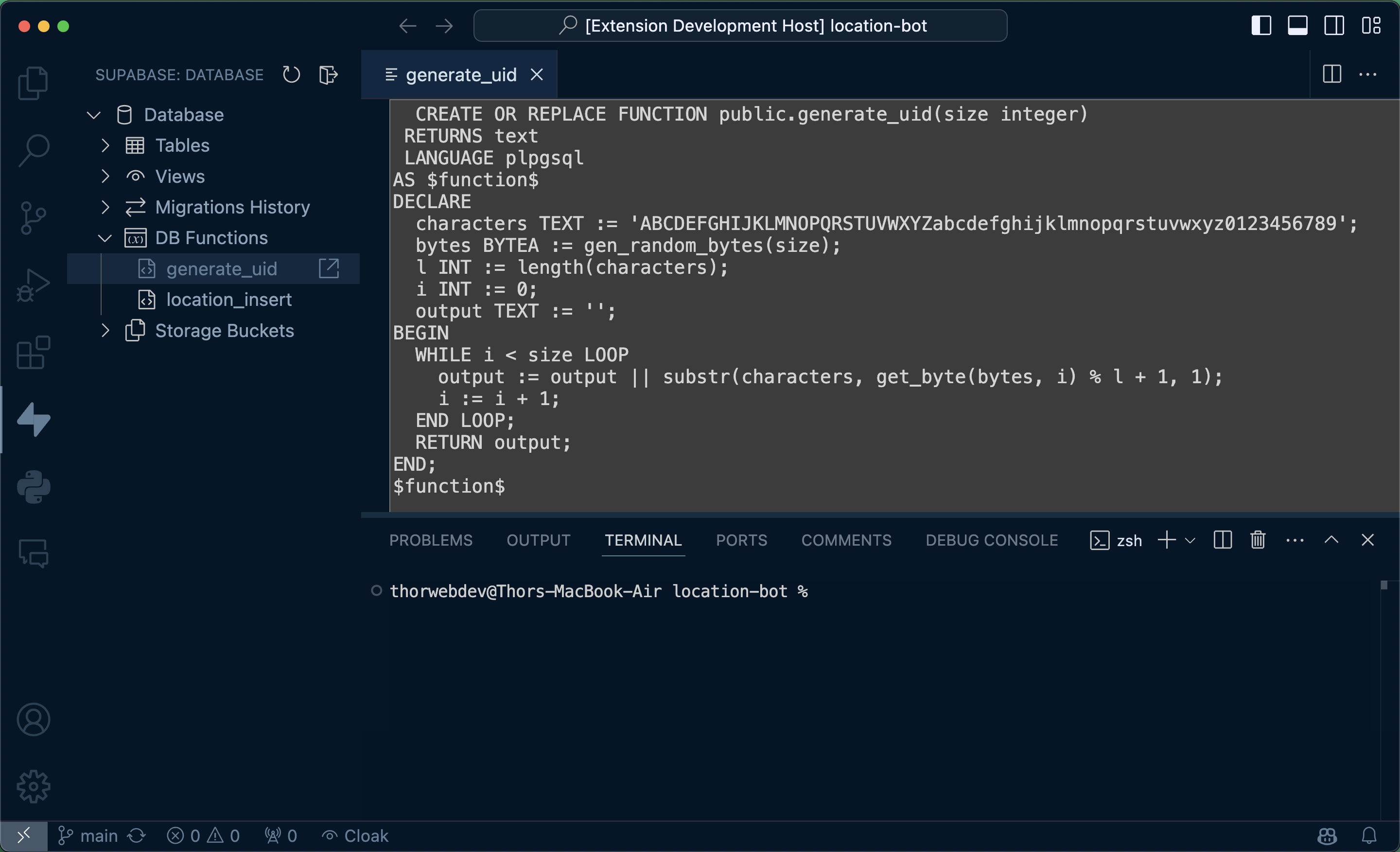Database functions