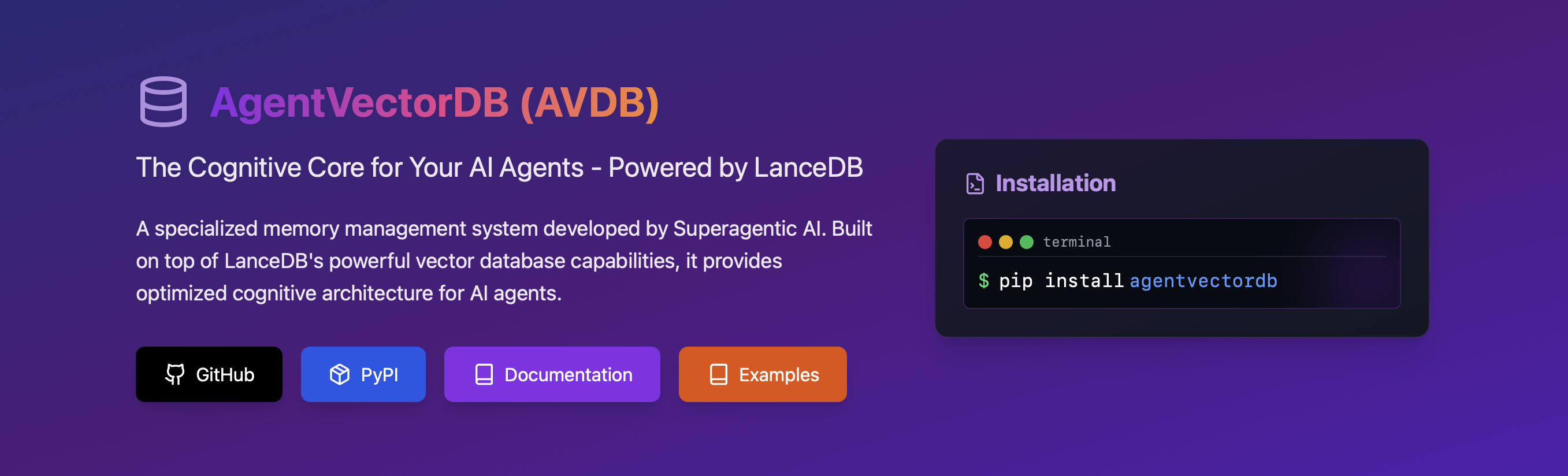 AgentVectorDB Header