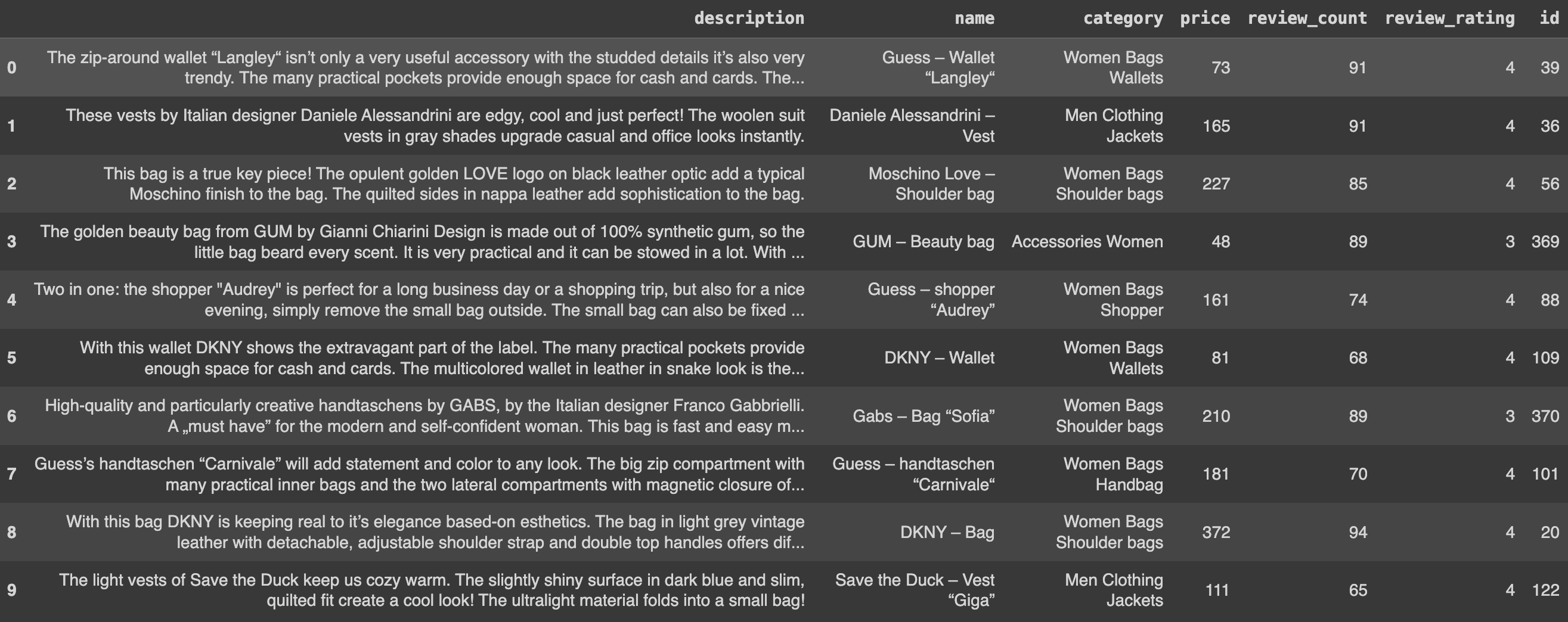 General product features-based recs