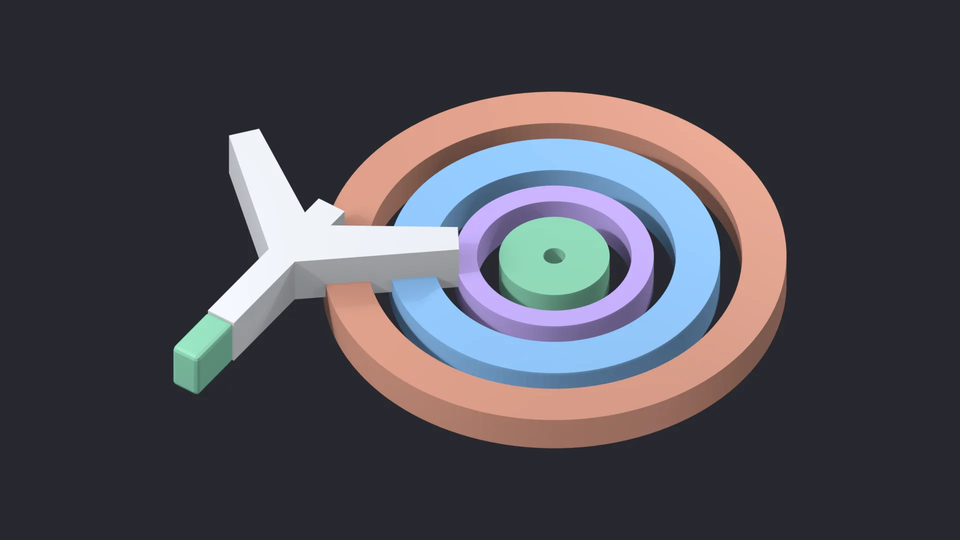 The extruded psi monogram beside four concentric extruded rings, the widening gaps between them at squared Mahalanobis 3, 5 and 8.