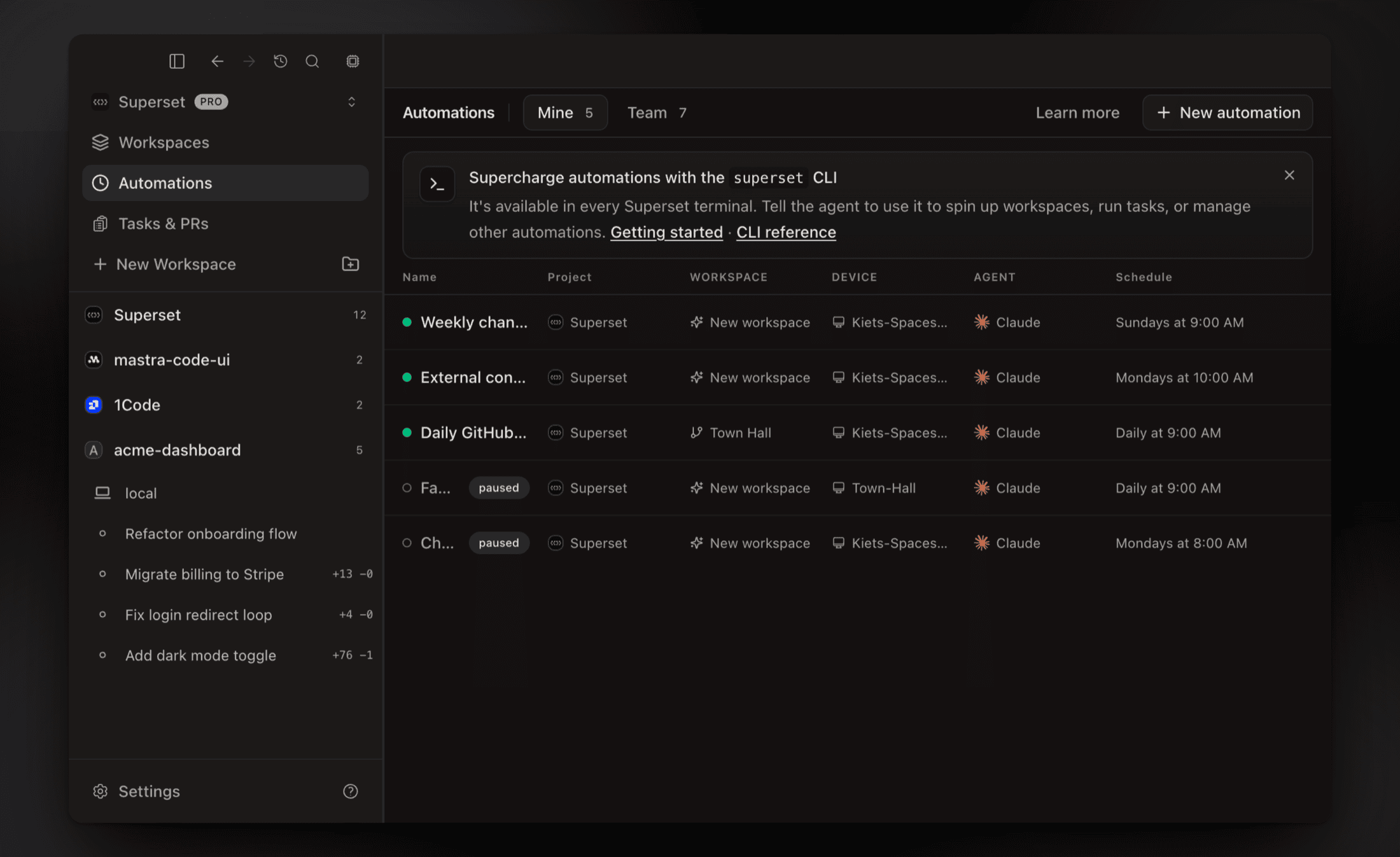 Scheduled agent automations