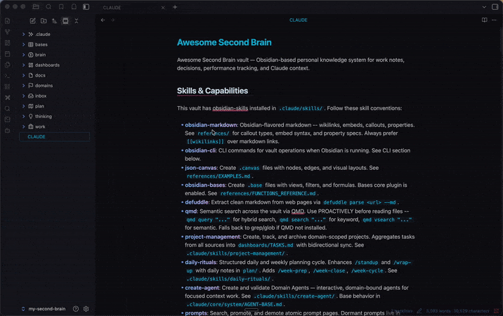ASB terminal demo — /open-day loading project context