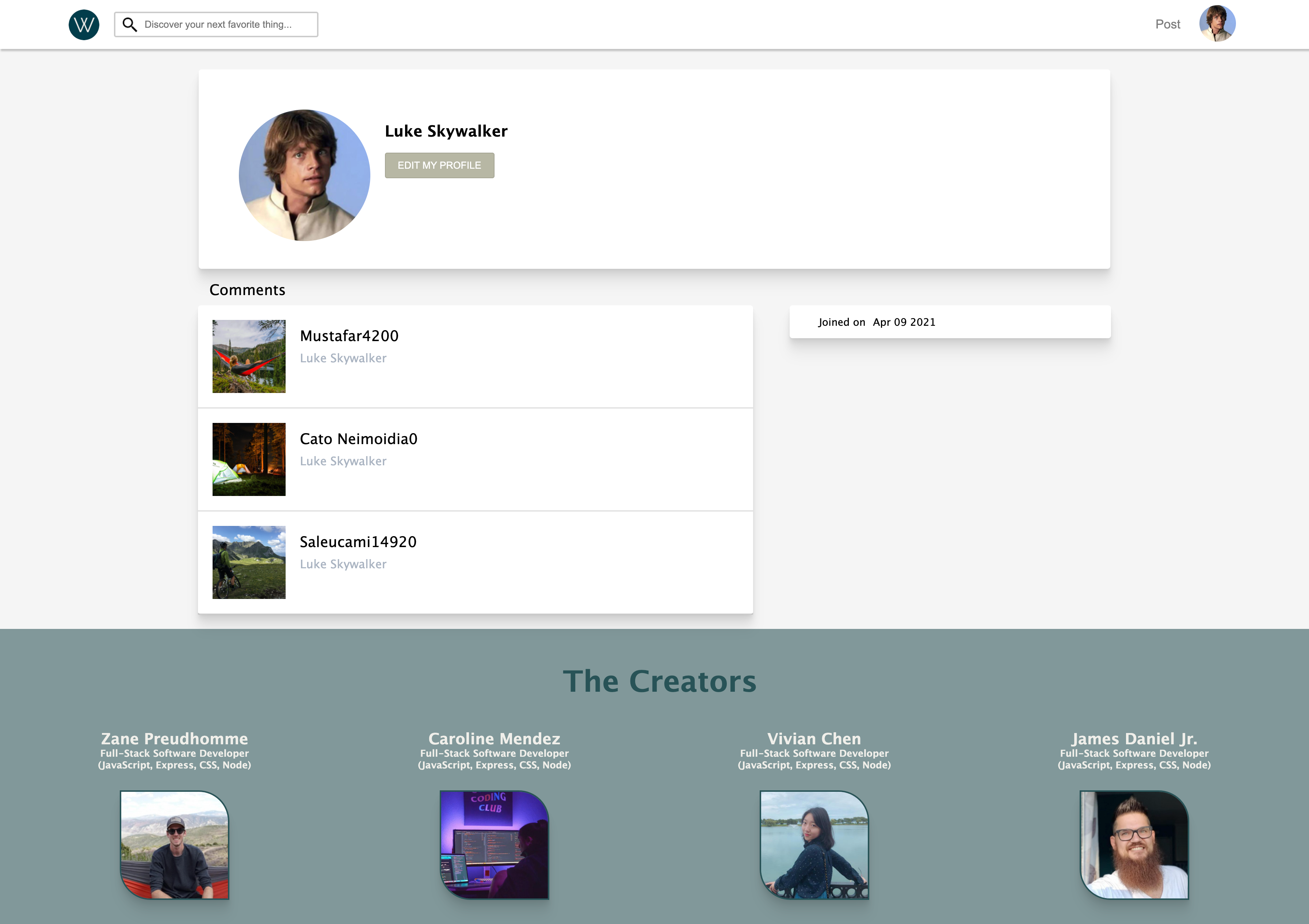 Profile Page