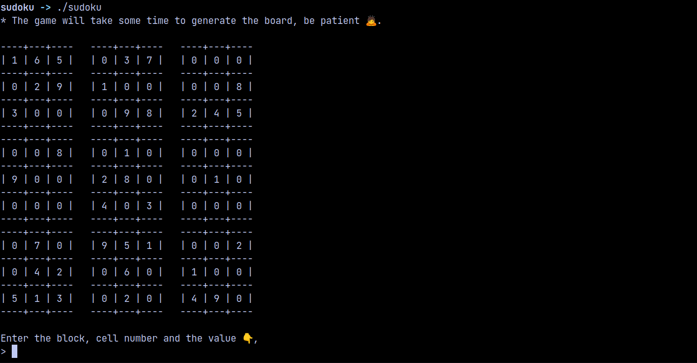 Generated game board