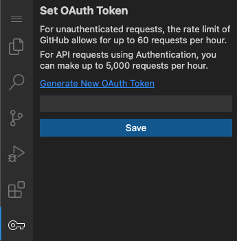 provide oauth token for unlimited usage on github.surf