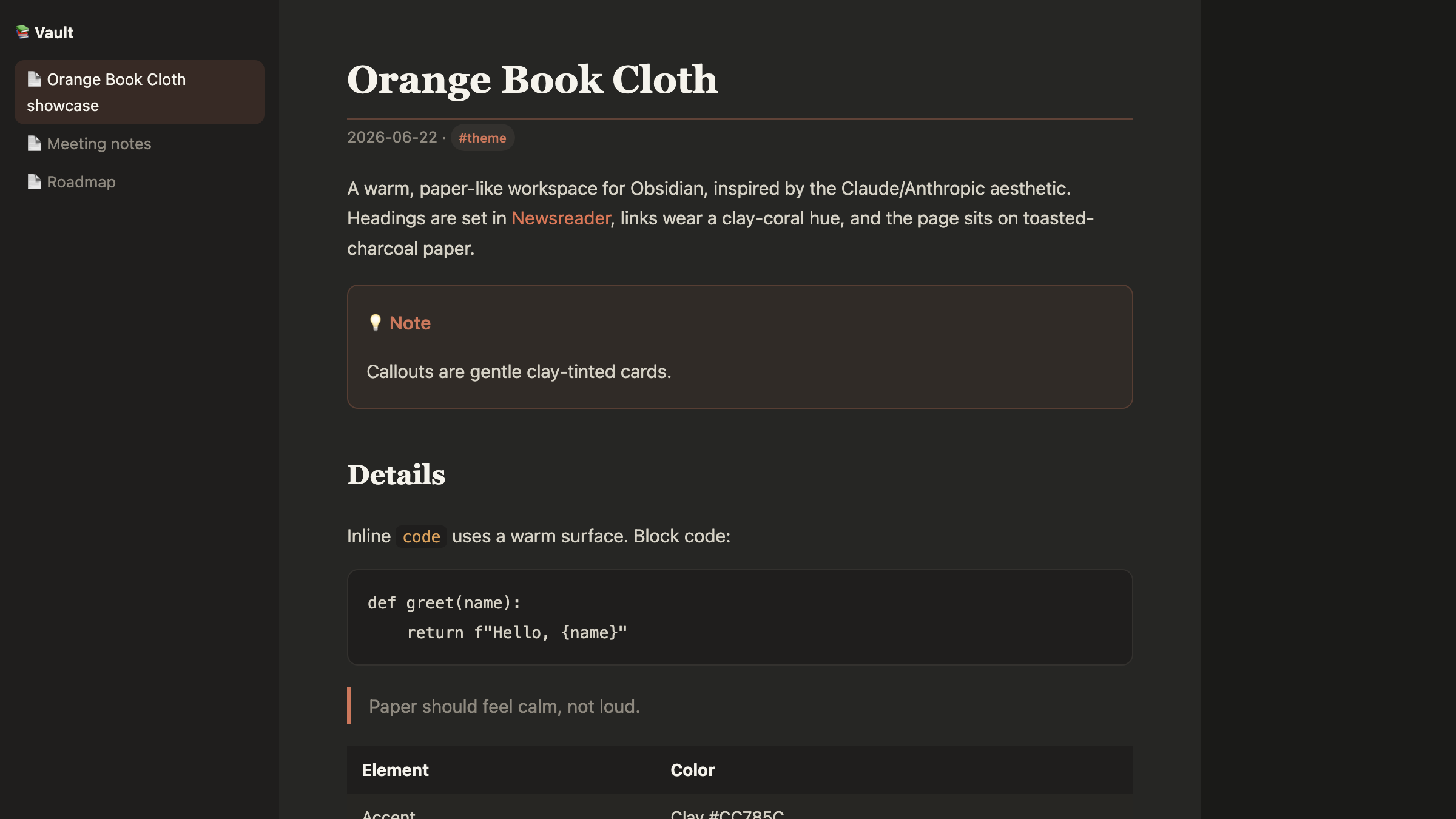 Orange Book Cloth