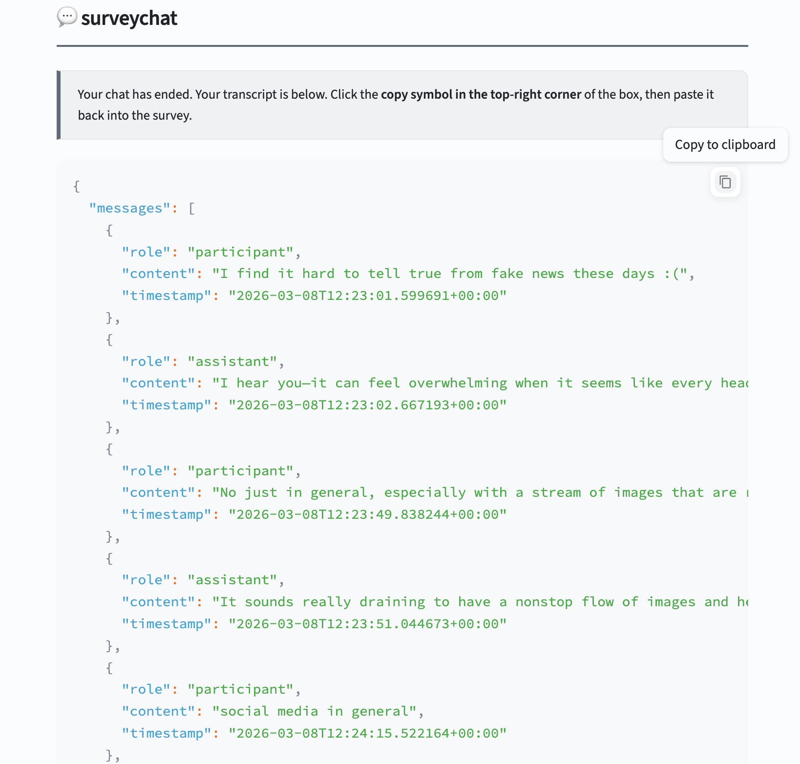 Transcript export