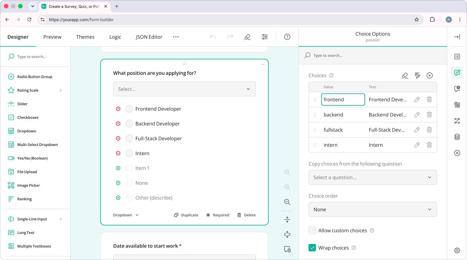SurveyJS Survey Creator