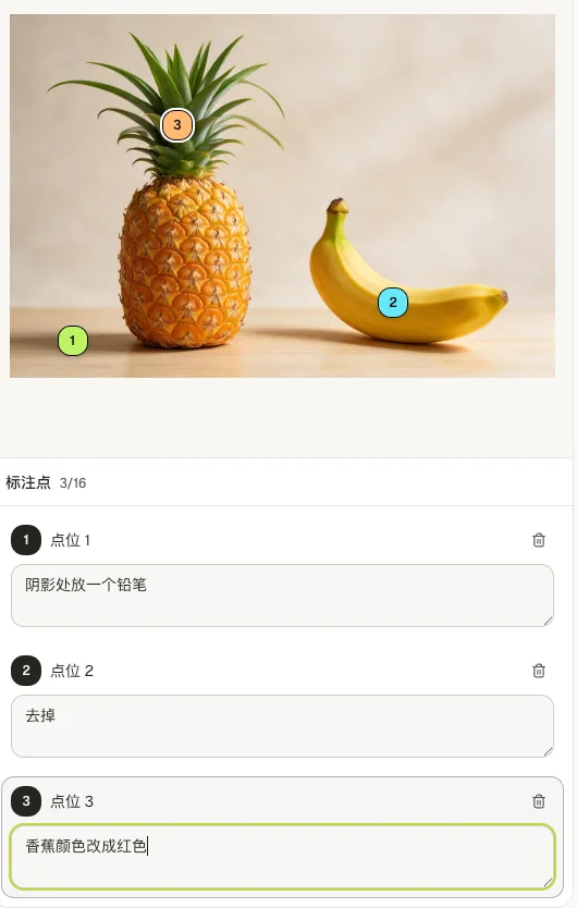 Annotation editor with per-point notes