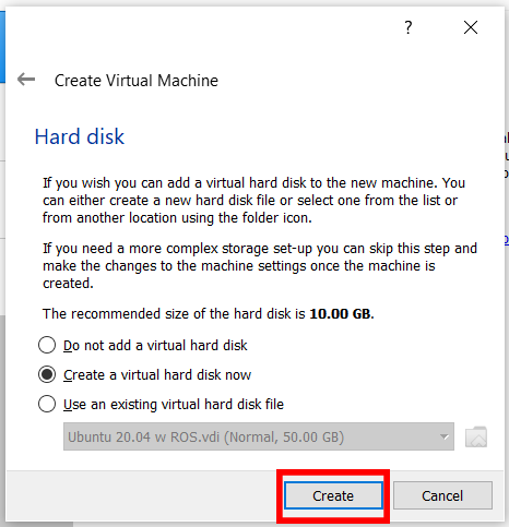 create hard disk