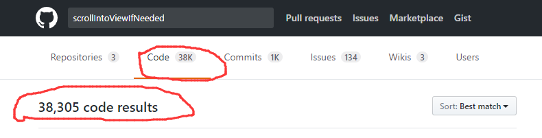 scrollIntoViewIfNeeded search on github
