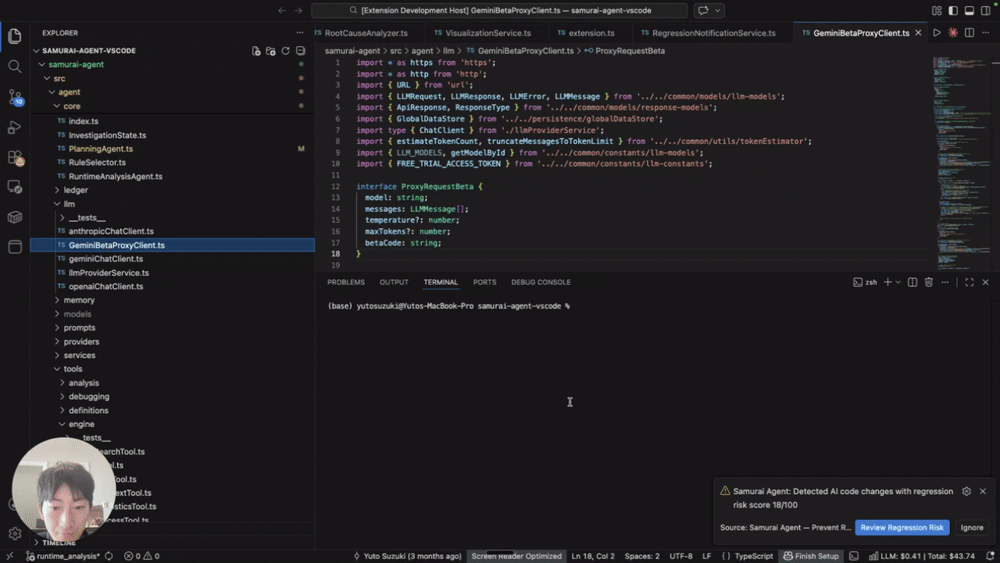 Warning appears → click → start review