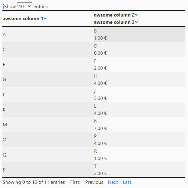 example table