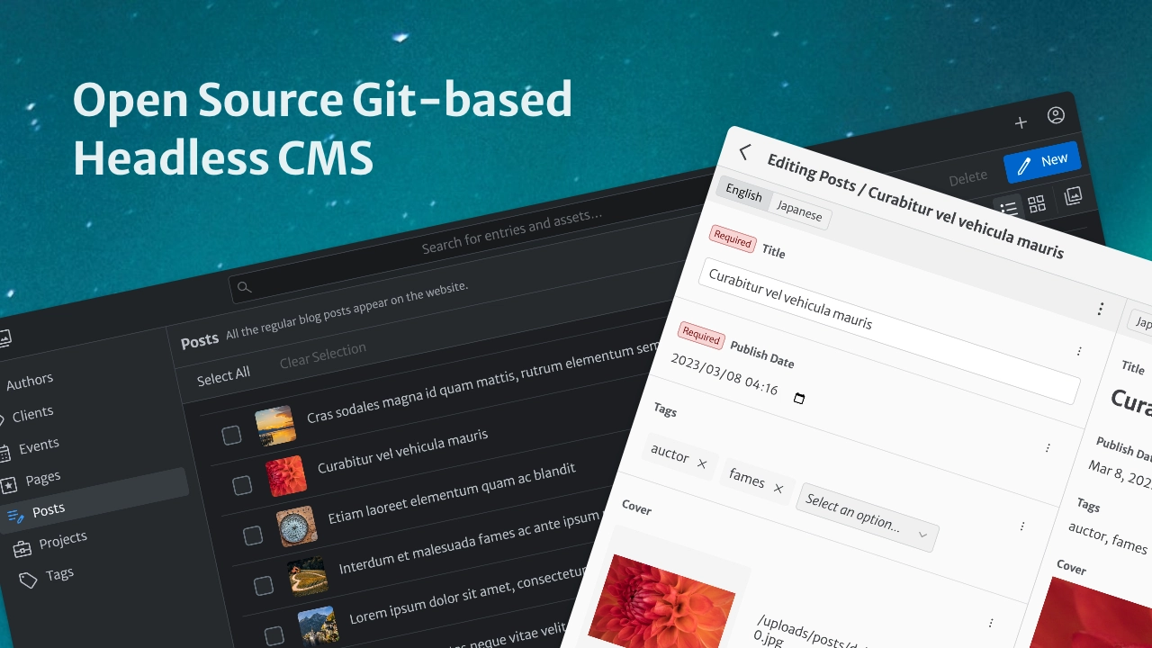Screenshot: Open Source Git-based Headless CMS