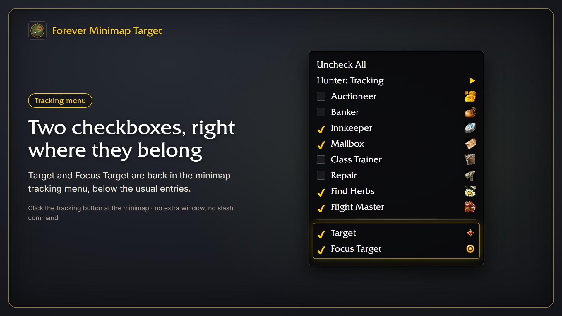 Tracking menu