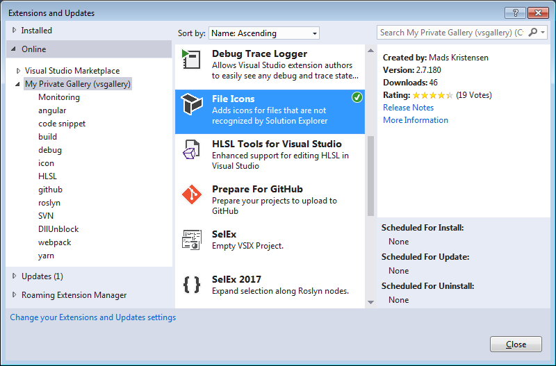 Visual Studio Extensions and Updates