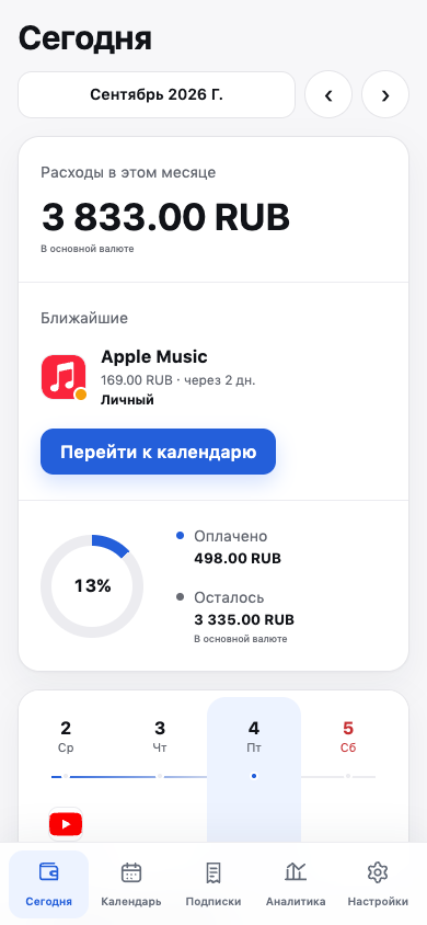 SubsTrack для Android — сегодня