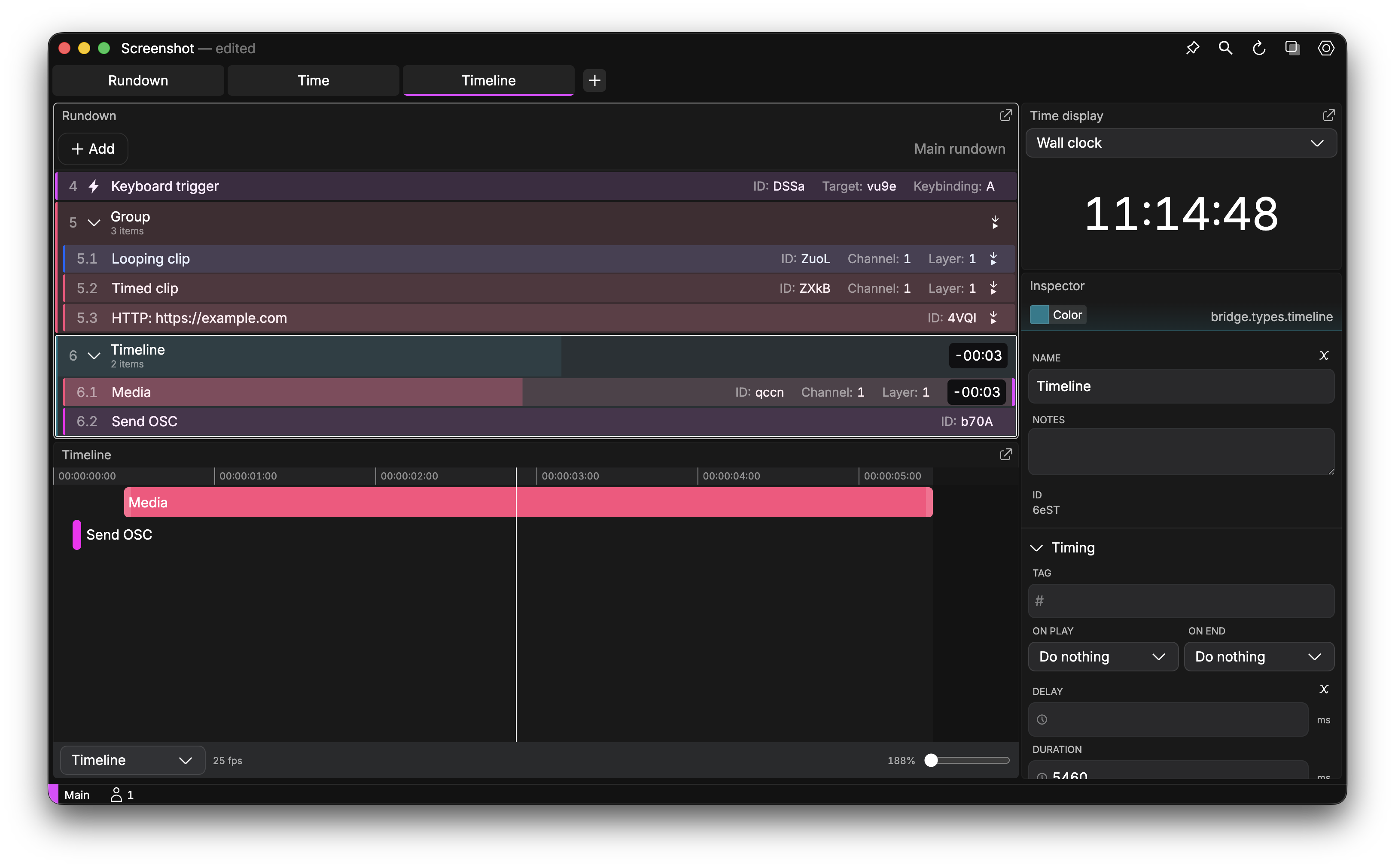 Screenshot with timeline