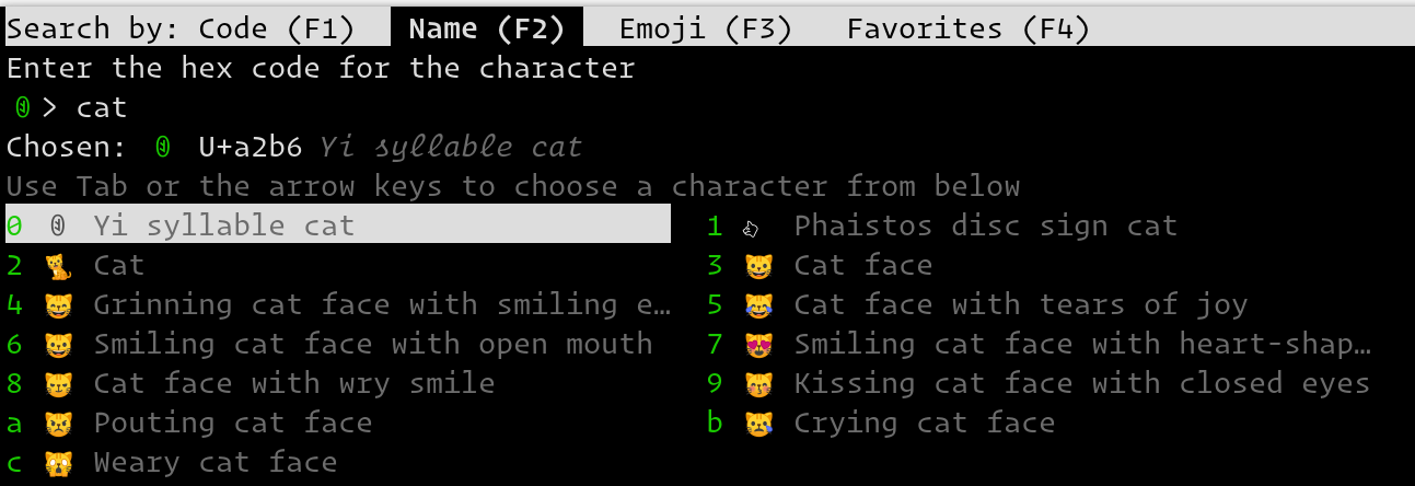 Unicode input widget