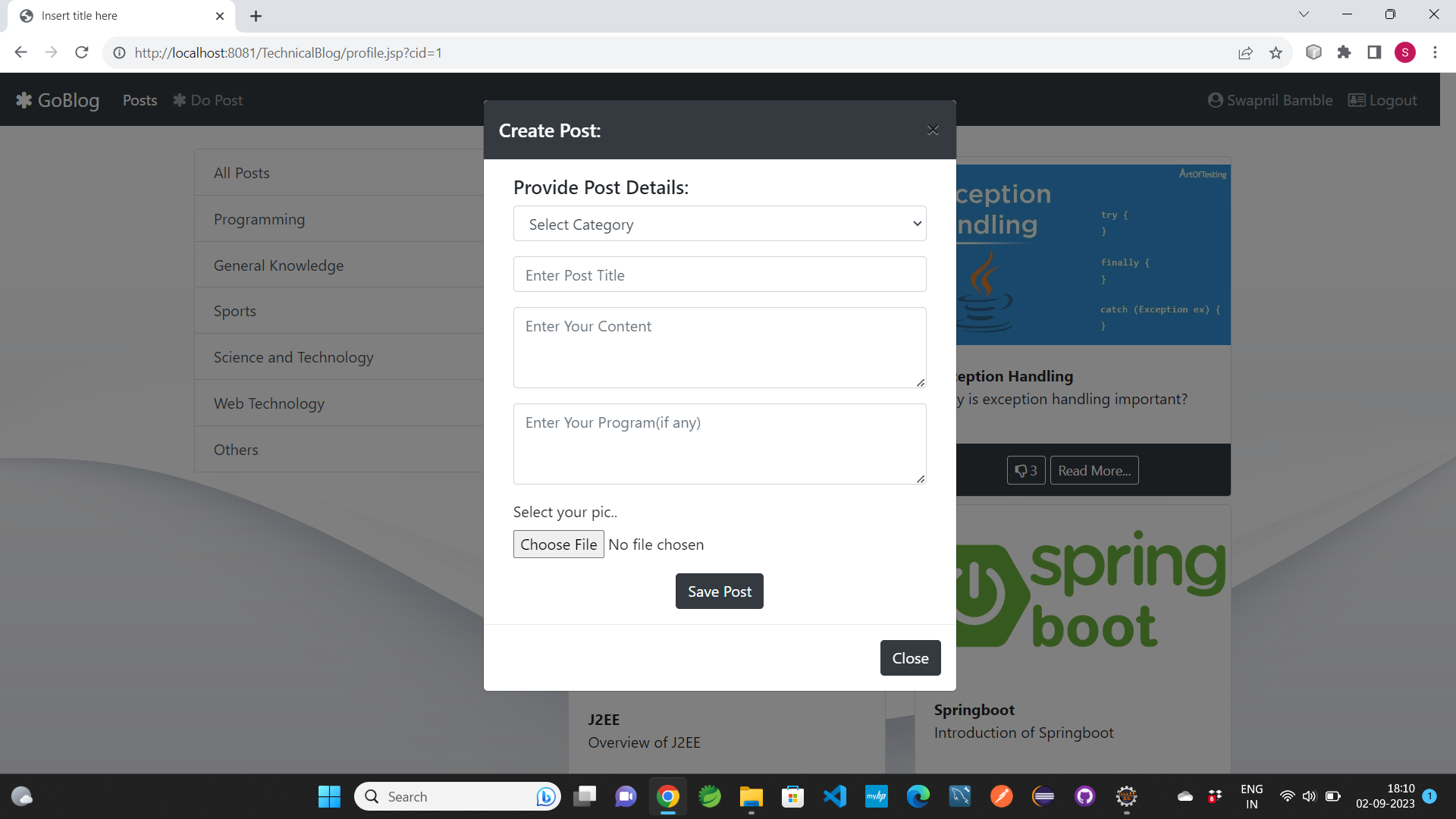 Create Post Page