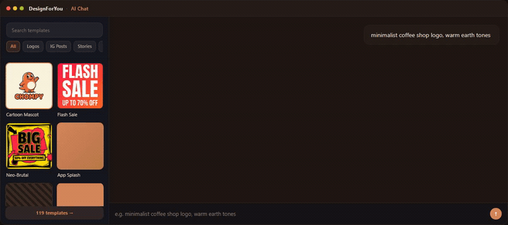 DesignForYou demo — prompt to generated design