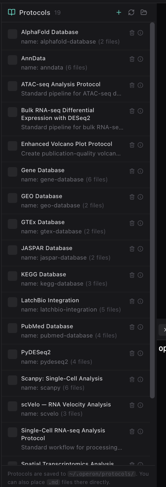 Protocols list