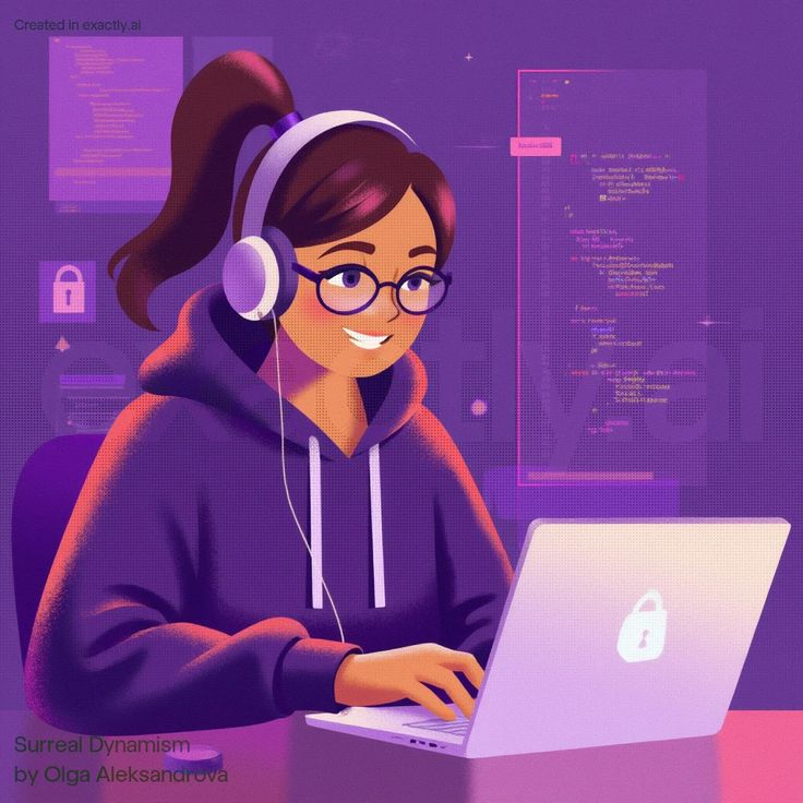 Girl coding at desktop