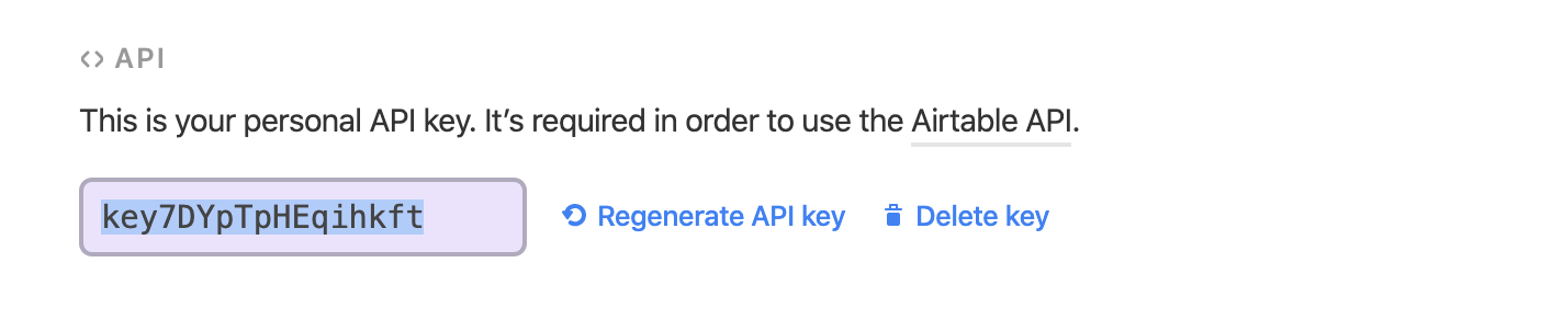 API key to copy