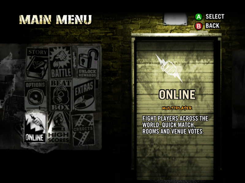 ONLINE in the game's main menu