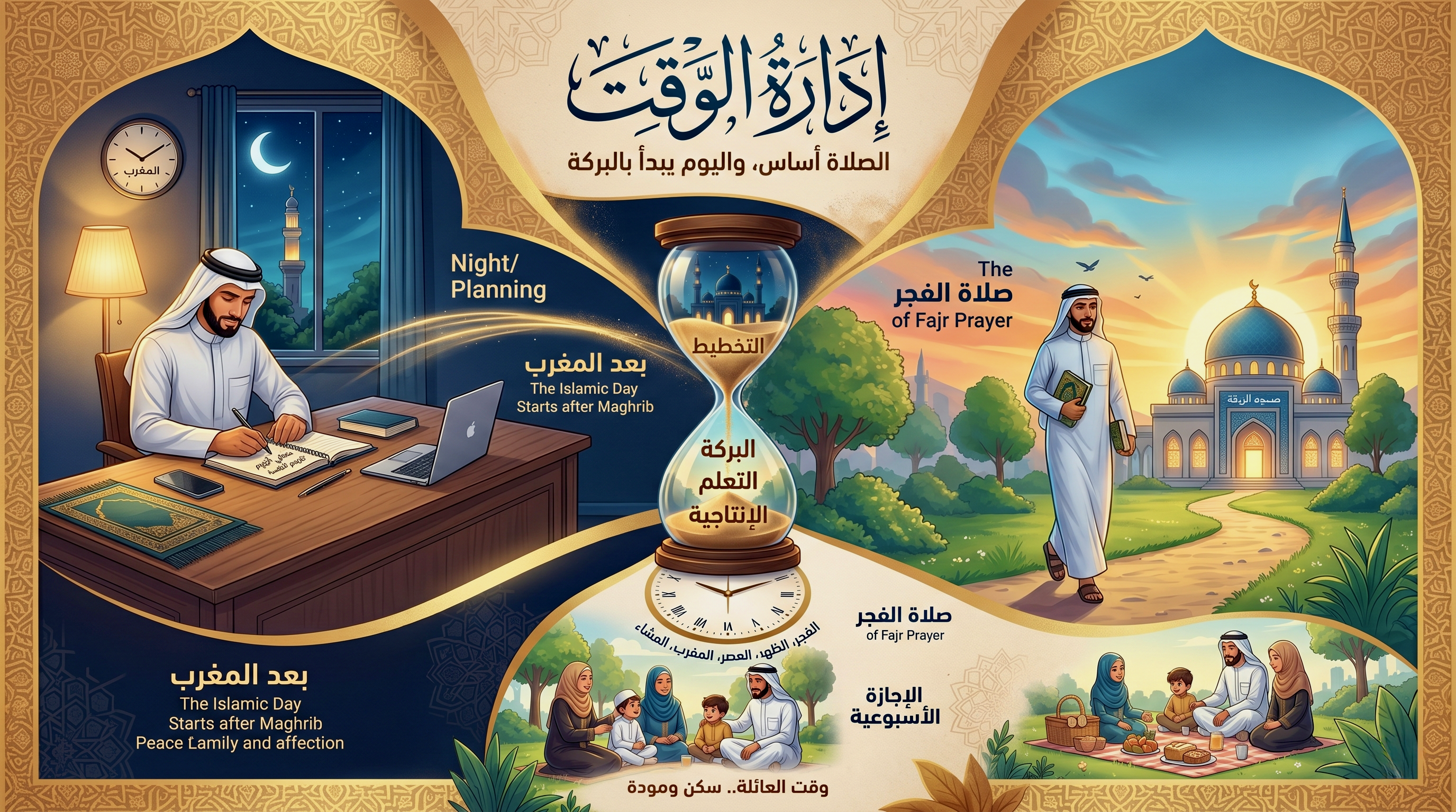 تنظيم الوقت بجدول الفروض الخمس