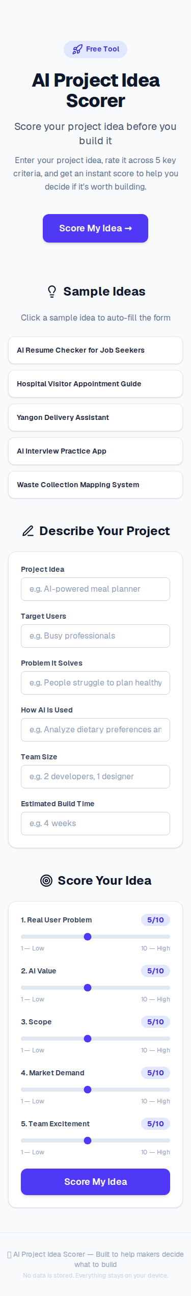 Project-Idea-Scorer screenshot