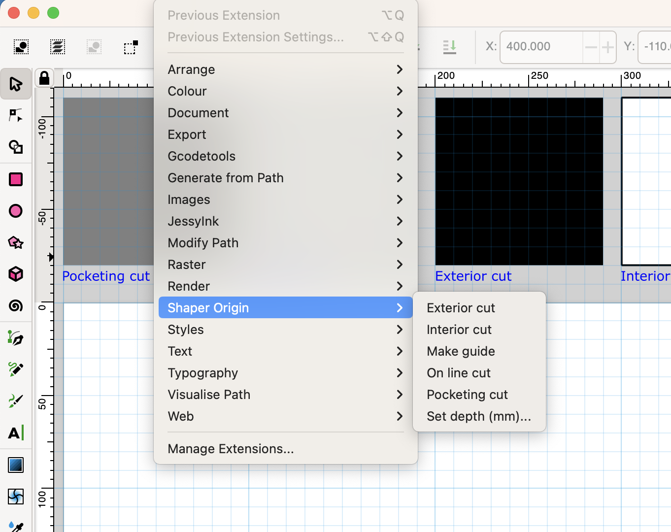 Extensions menu screenshot