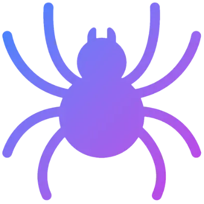 Spider SVG rendered with a blue-to-purple gradient using template mode