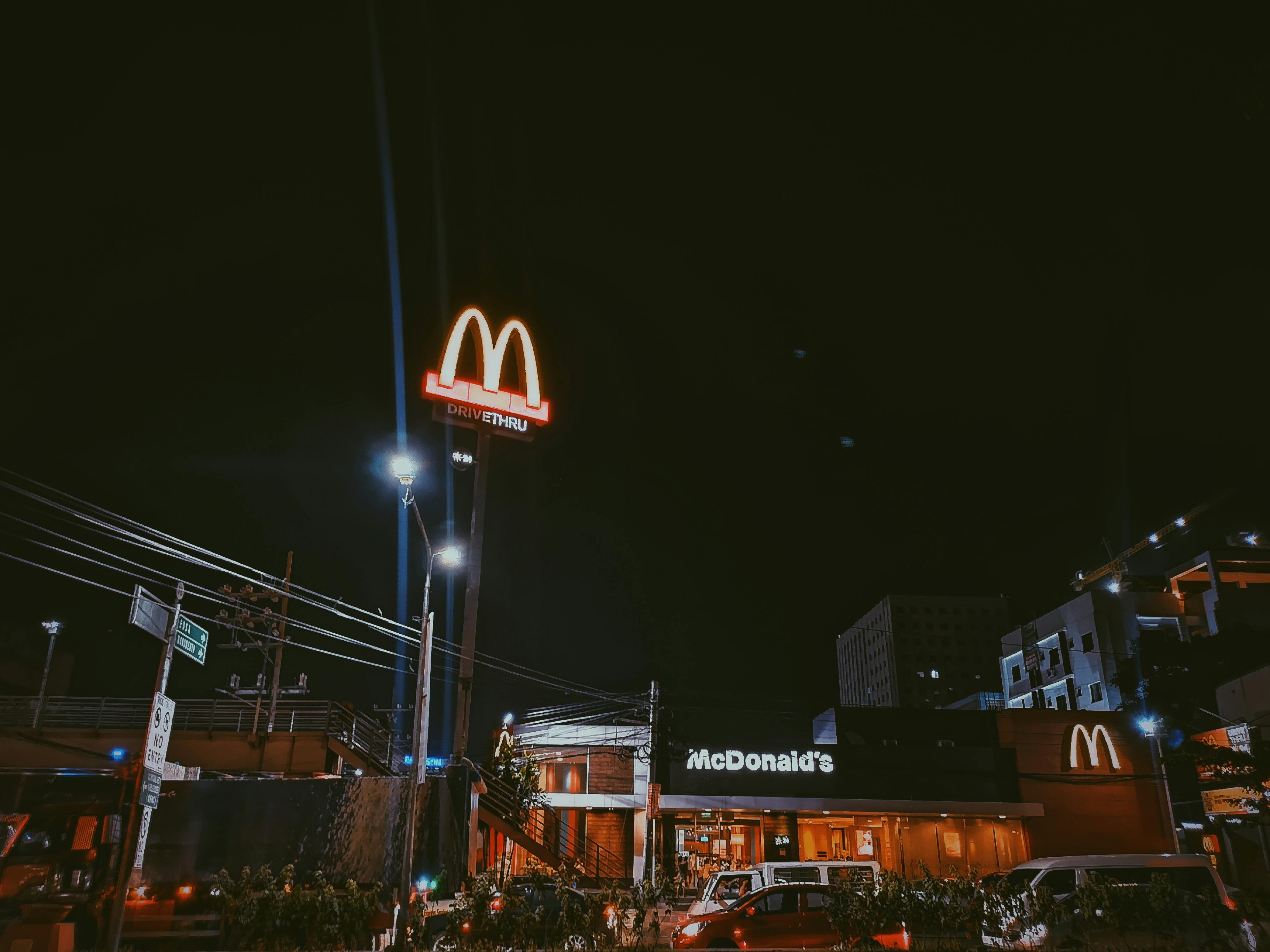 McDonalds restaurant at night