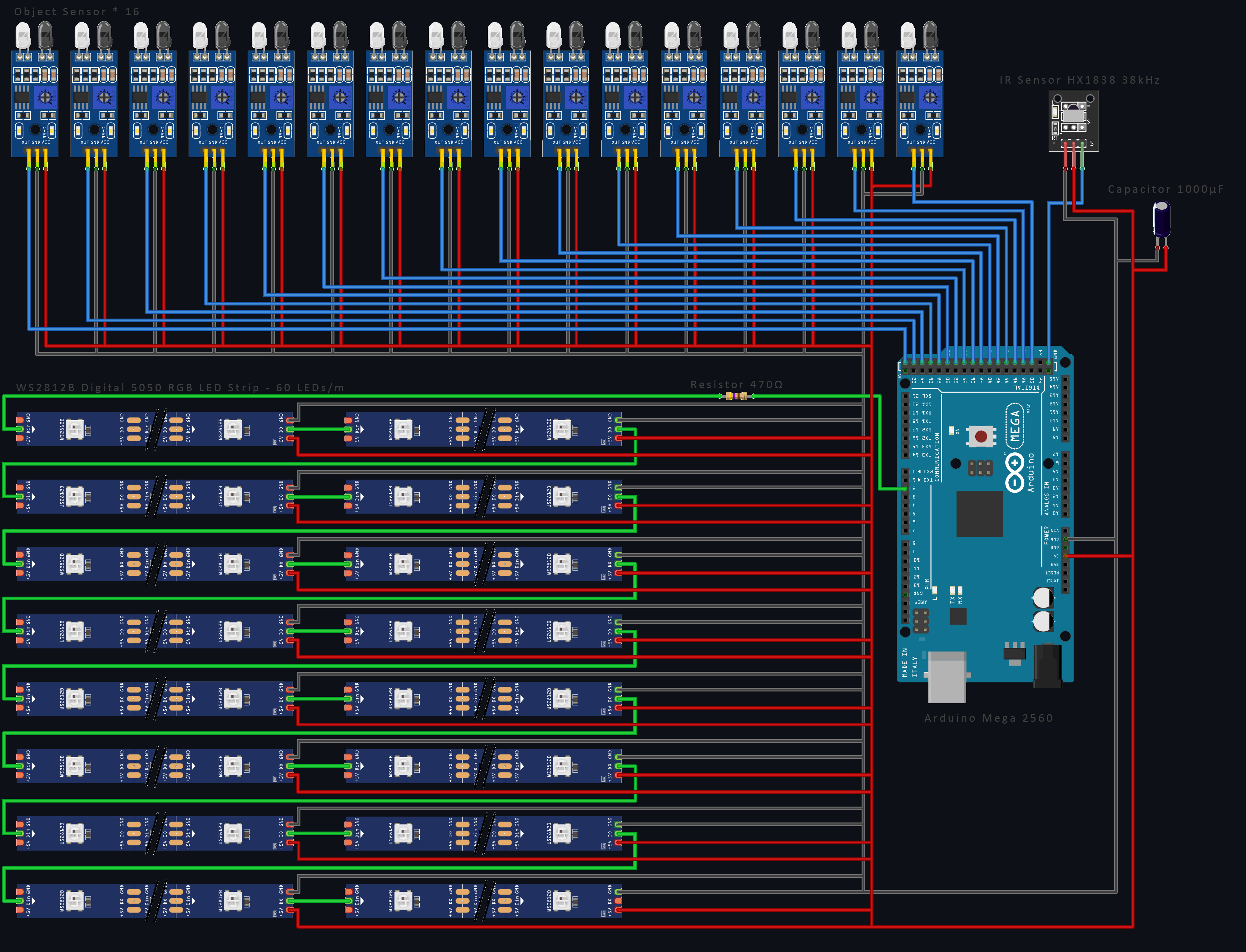 Schema for connecting the strip