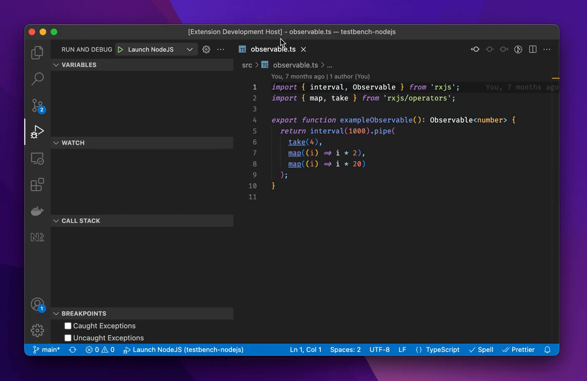 Operator Log Points with RxJS Debugging for Visual Studio Code